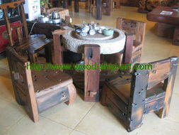 船木家具 石磨茶幾產(chǎn)品大圖 品尚軒古船木藝術(shù)家具廠